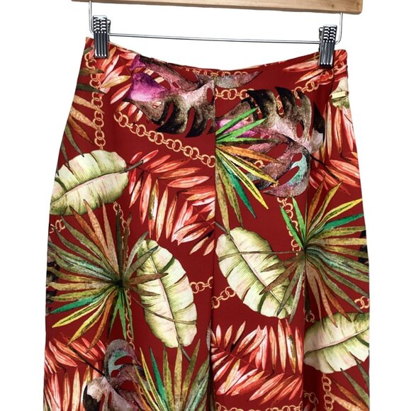 Guess Wide-Leg Pants Size XS Xsmall‎ Leta Tropical Print Red High-Rise - Picture 5 of 12